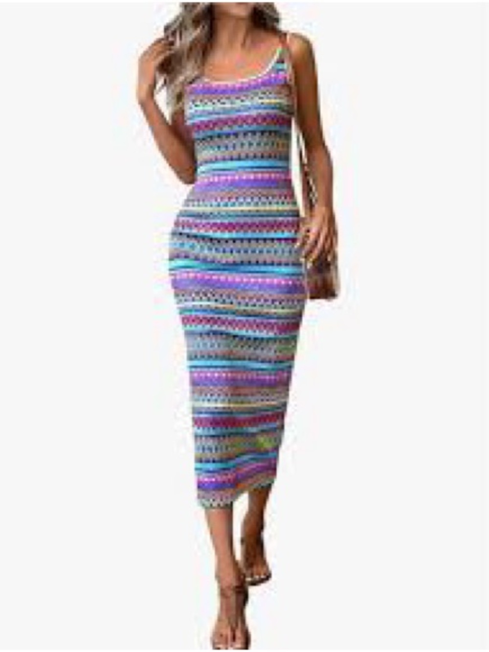 Sleeveless Striped Bodycon Midi Dress - Multicolor